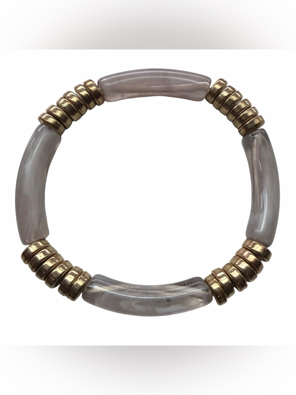 Set of 2 Curved Bangles, Acrylic Curved Tube Elastic Bracelets - Picture 7 of 10